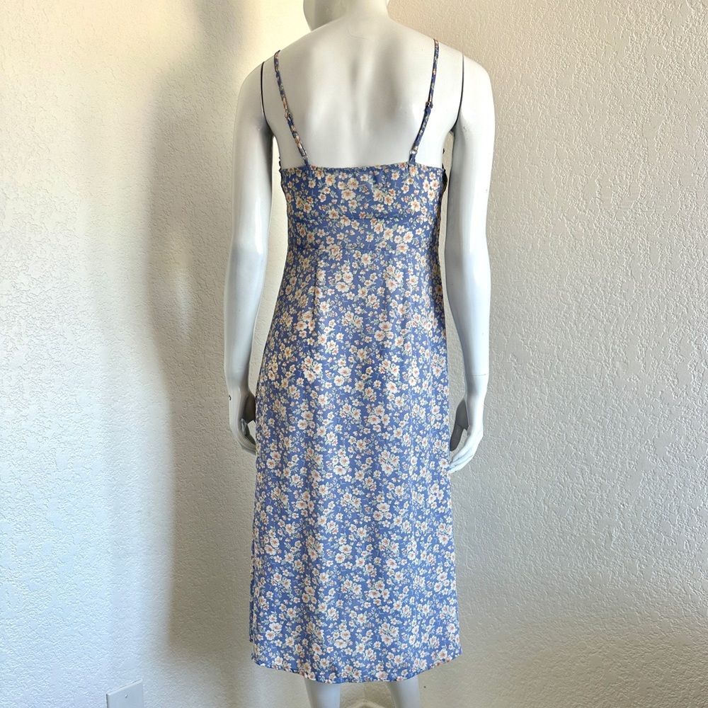 Zara Floral Print Midi Dress Abalone Button Front Size S - Picture 6 of 8
